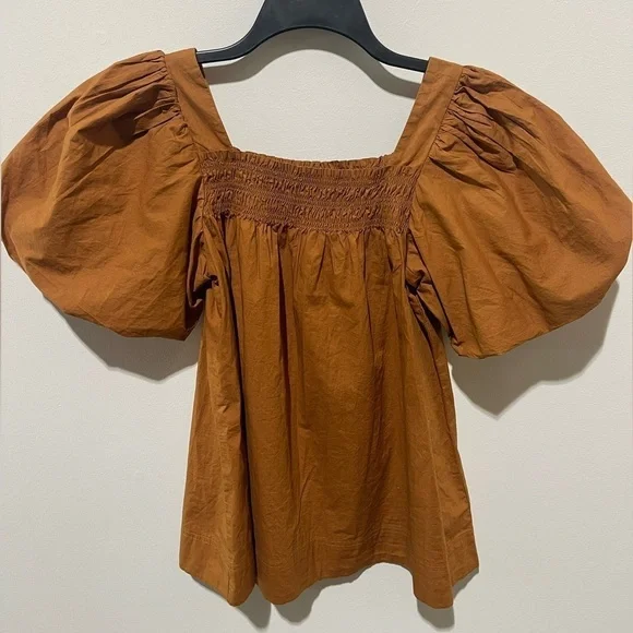 Anthropologie Puff Sleeve Smocked Blouse. NWT - Picture 2 of 5